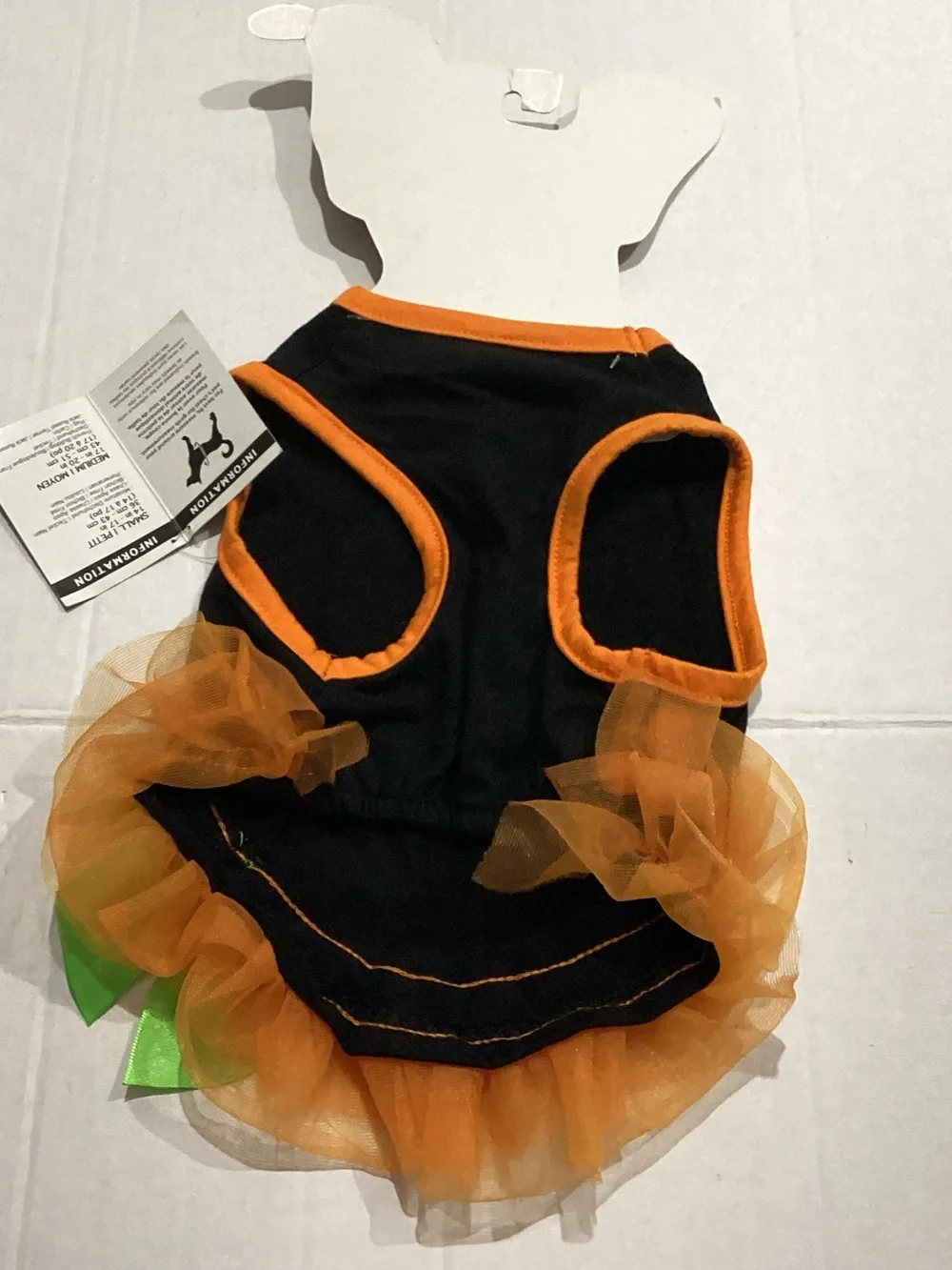 Black & Orange Halloween Pumpkin Tutu Dress with Green Bow